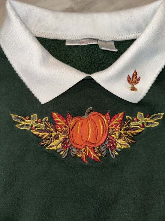 Hasting & Smith Tops - Hasting & Smith Sweatshirt Size 3X Green Embroidered Pumpkin Autumn